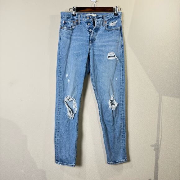 levi's capital E | wedgie icon fit distressed denim women's jeans sz 27 - Picture 3 of 11